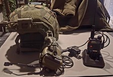 NIJ IIIA Tactical Helmet & UV-5R RADIO UHMWPE F30 COMMS NAV LIGHT IFF U94 PTT