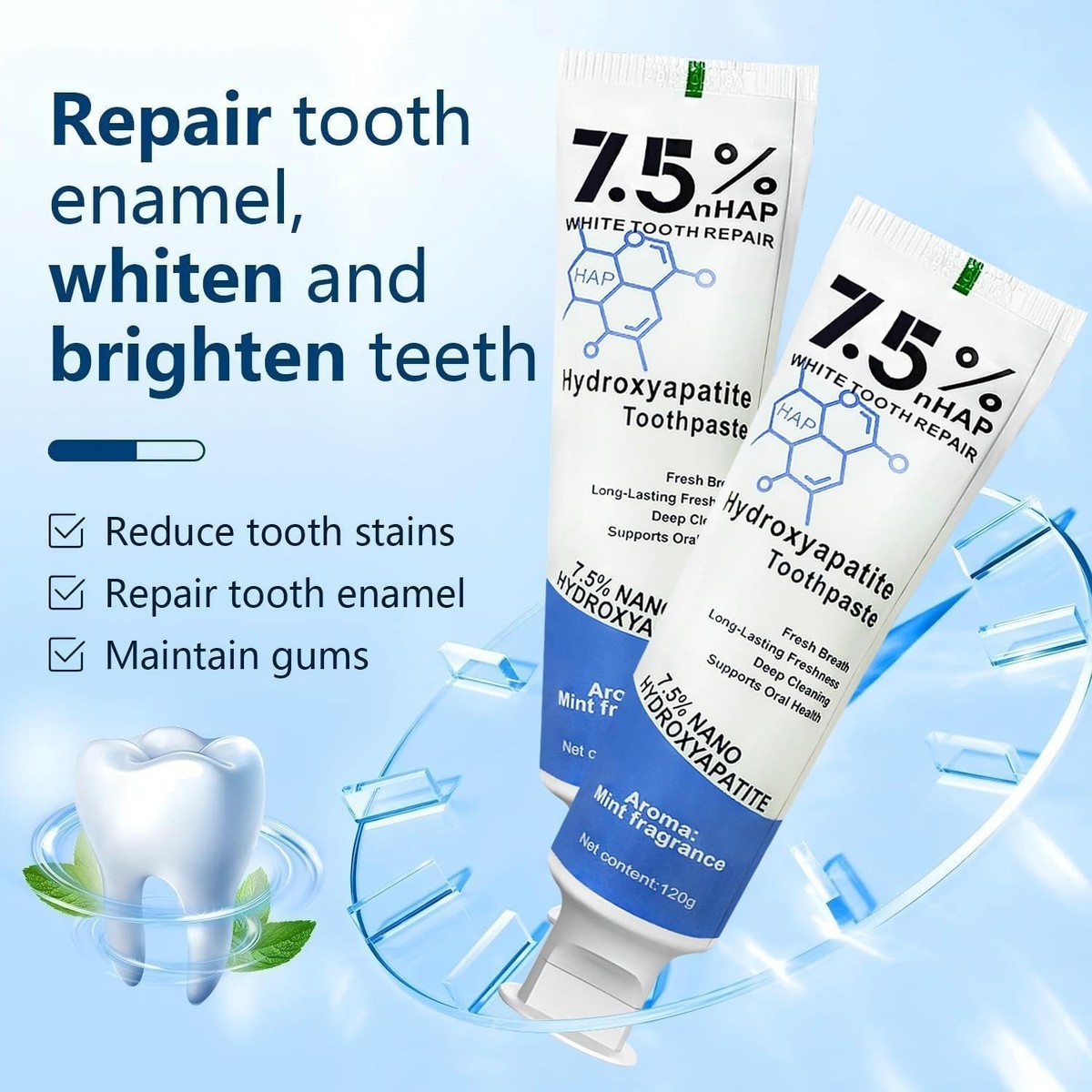 7.5% Hydroxyapatite Toothpaste for Advanced Enamel Protection