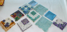 VINTAGE HANDKERCHIEF LOT LADIES HANKIES 10 EMBROIDERED CROCHETED LACE LINEN