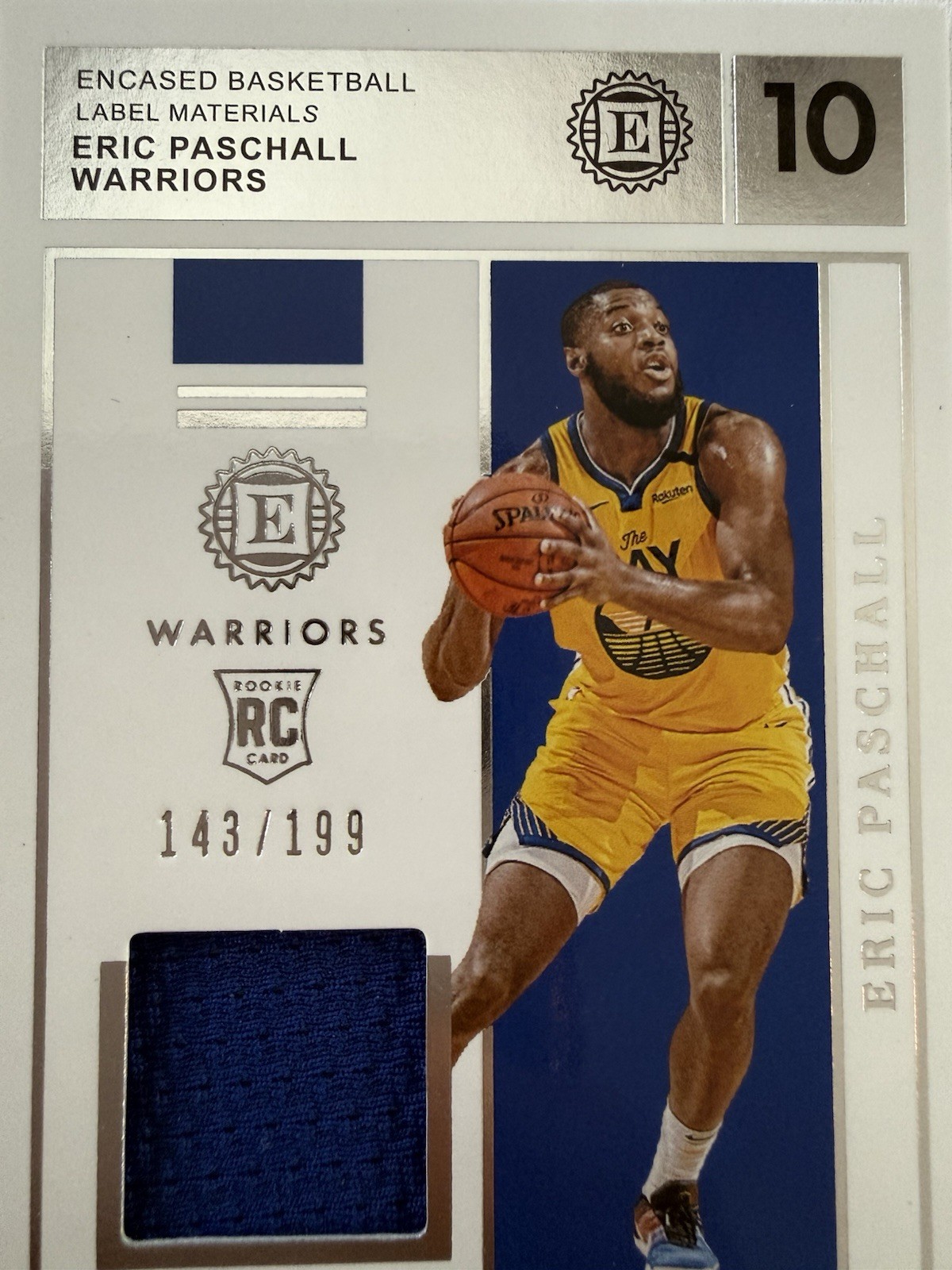 Panini 2019-20 Encased Eric Paschall Warriors Rookie Label Materials /199 RL-EPA