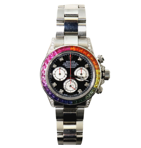 Rolex Rainbow 39mm Daytona 116520 Stainless Custom Bezel, Dial, and Band 2002