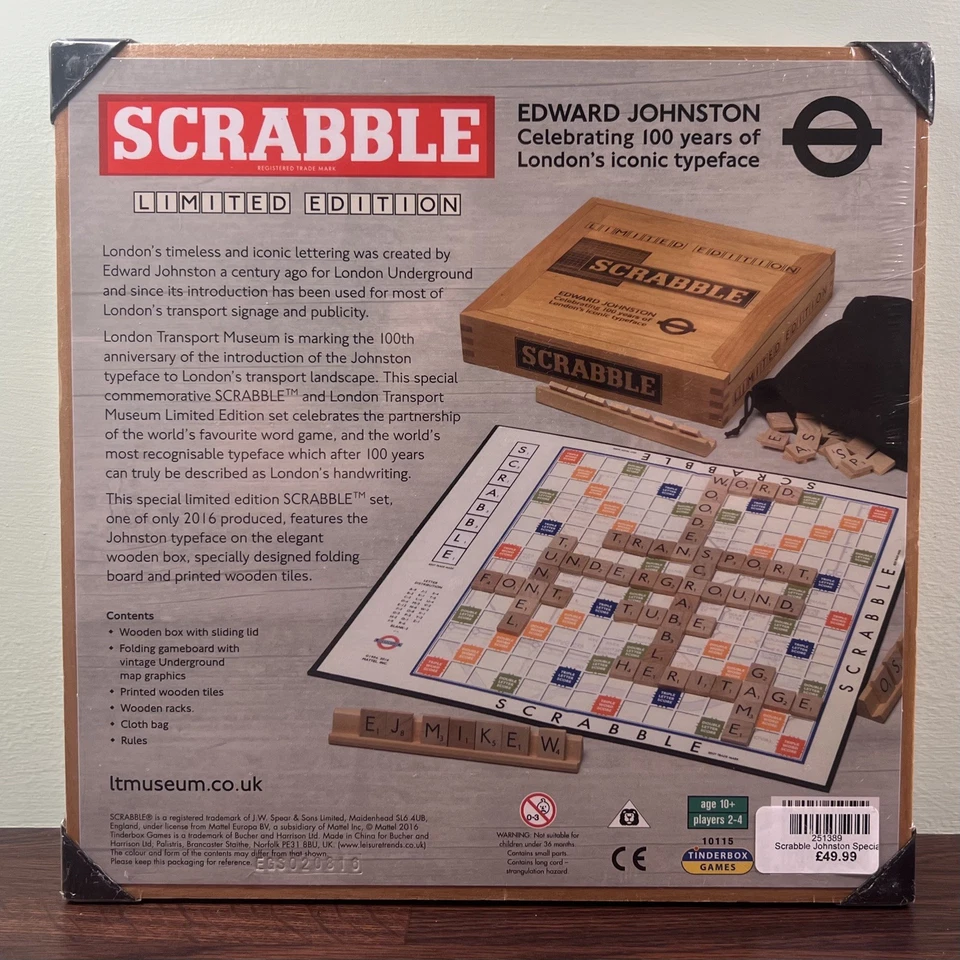 Scrabble Limited Edition TFL Edward Johnston Typeface - New & Sealed - Image 2 of 4