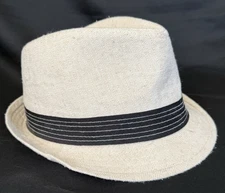 Stetson All American Cream Herringbone Short Brim Trilby W Black Band Size S/M
