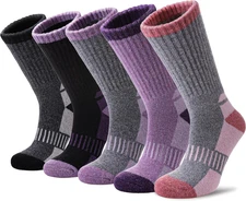 Wool Socks for Women Hiking Thermal Winter Thick Warm Cozy Boot Socks 5 Pairs