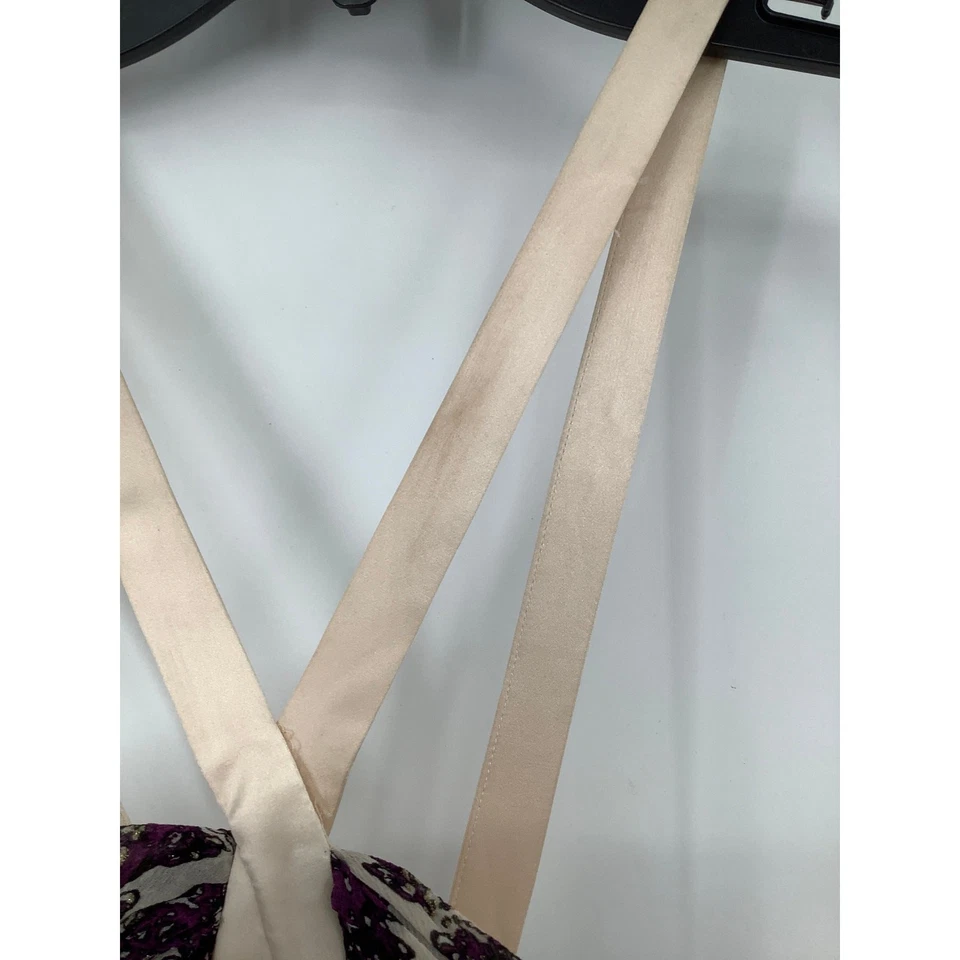 Maxi Vestido Para Mujer Roberto Cavalli 42/8 Púrpura Paisley Seda Cuello Halter K21-5 Foto 4 de 4