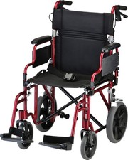 NOVA Lightweight Transport Chair, 300lbs Capacity, 12 Rear Wheels, OPEN BOX RED