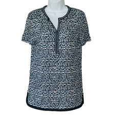 Tory Burch Linen Top Size XS Blue Tribal Longline Tunic Beaded NWT