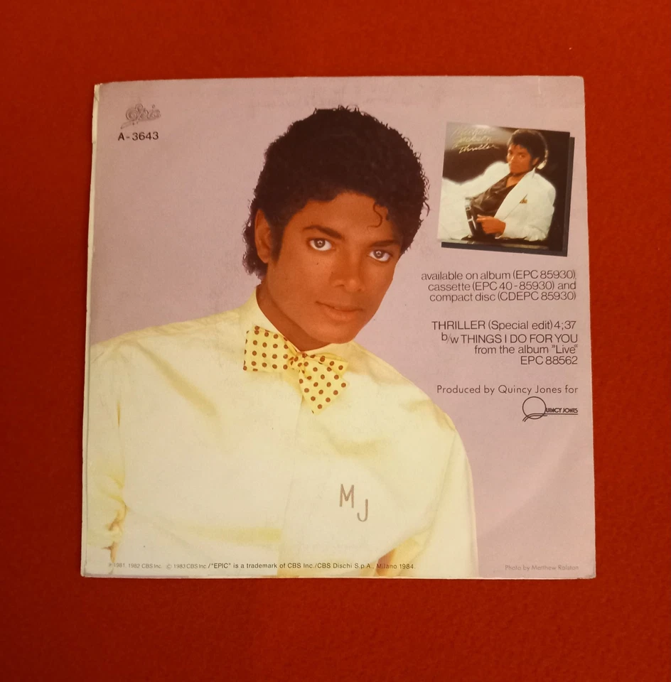 Disco 45 giri MICHAEL JACKSON " THRILLER" Special Edit - EPIC A-3643 - Immagine 2 di 4