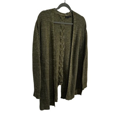 Love Ellie Olive Green Cable Knit Open Front Cardigan Sweater M