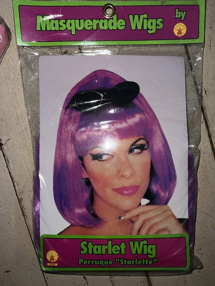 Purple Wig Starlet Bob Bangs Party Costume Cosplay Hair Halloween Rubie’s - Image 3 of 4