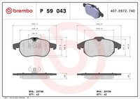 P 59 043 Brembo Bremsbelagsatz, Scheibenbremse FüR Cadillac,Chevrolet,Fiat,Holde
