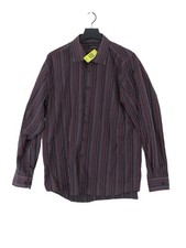 Daniel Hechter Men's Shirt Chest: 44 in Red Striped Cotton with Polyester Basic