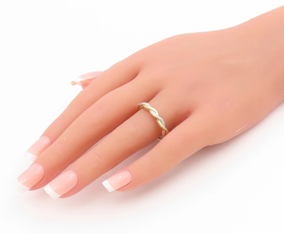 Anillo de plata de ley 925 vintage enchapado en oro banda de diamantes reales talla 10 RG34479 Foto 3 de 4