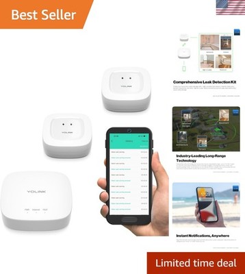 Silent Leak Sensor Kit for Smart Homes: Hub, 2 Sensors & 5- Battery Life