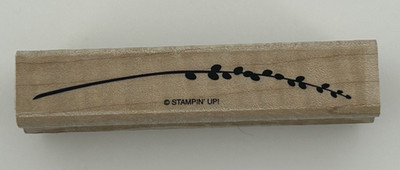 Stampin Up Curved Thin Wheat Flower Plant Stem Wood Mount Rubber Stamp 3.5X5/8''