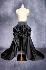 Black satin Bridal high-Low wedding skirt Detachable train for wedding Size S