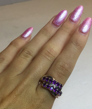 Vintage Sterling with 12 Amethysts Ring Size 7.75