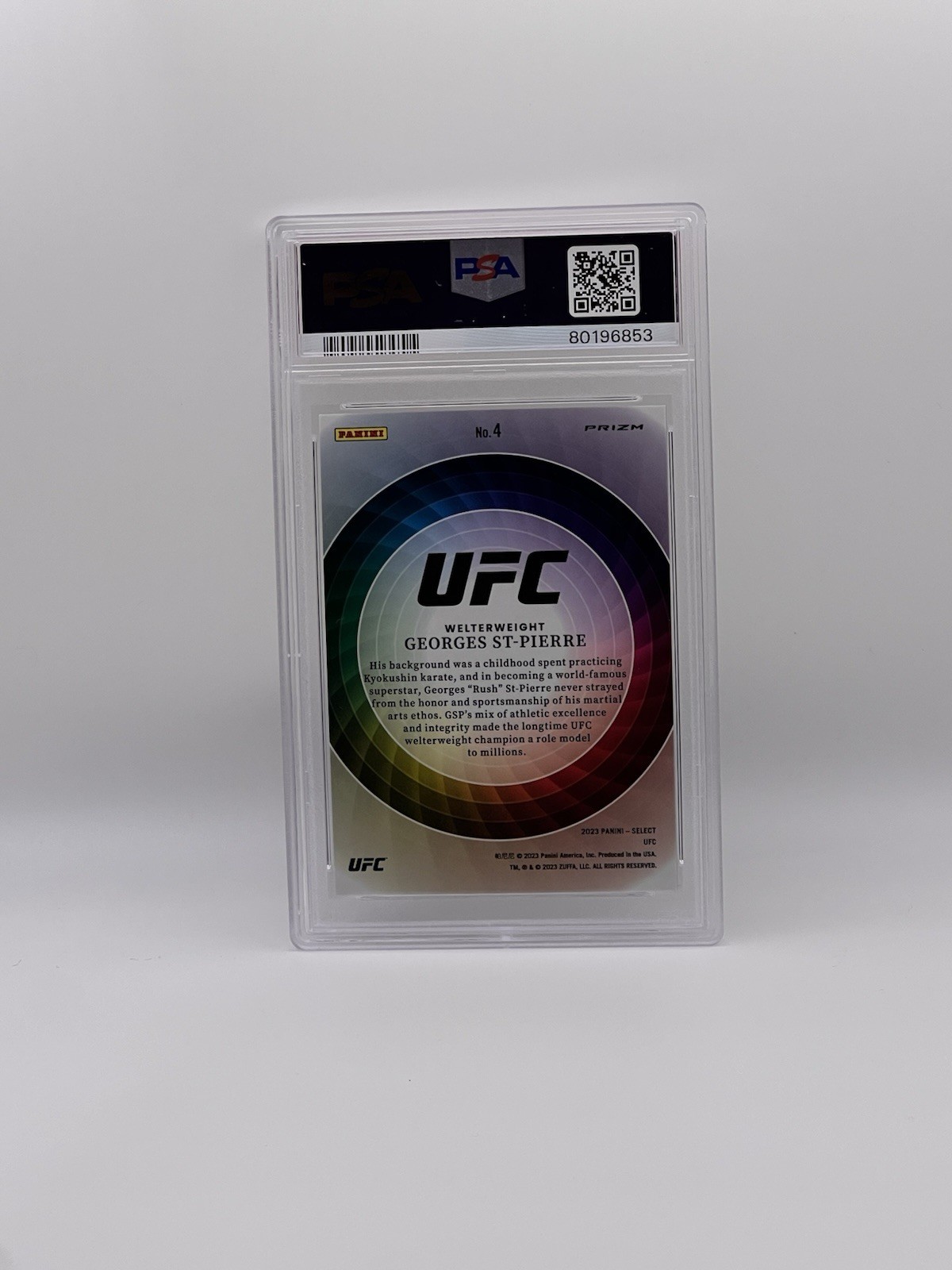Panini 2023 Select UFC Color Wheel Georges St-Pierre #4 PSA 9 view 2