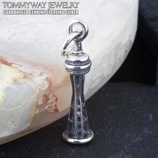Genuine 925 Sterling Silver 3D Seattle Space Needle Charm Pendant