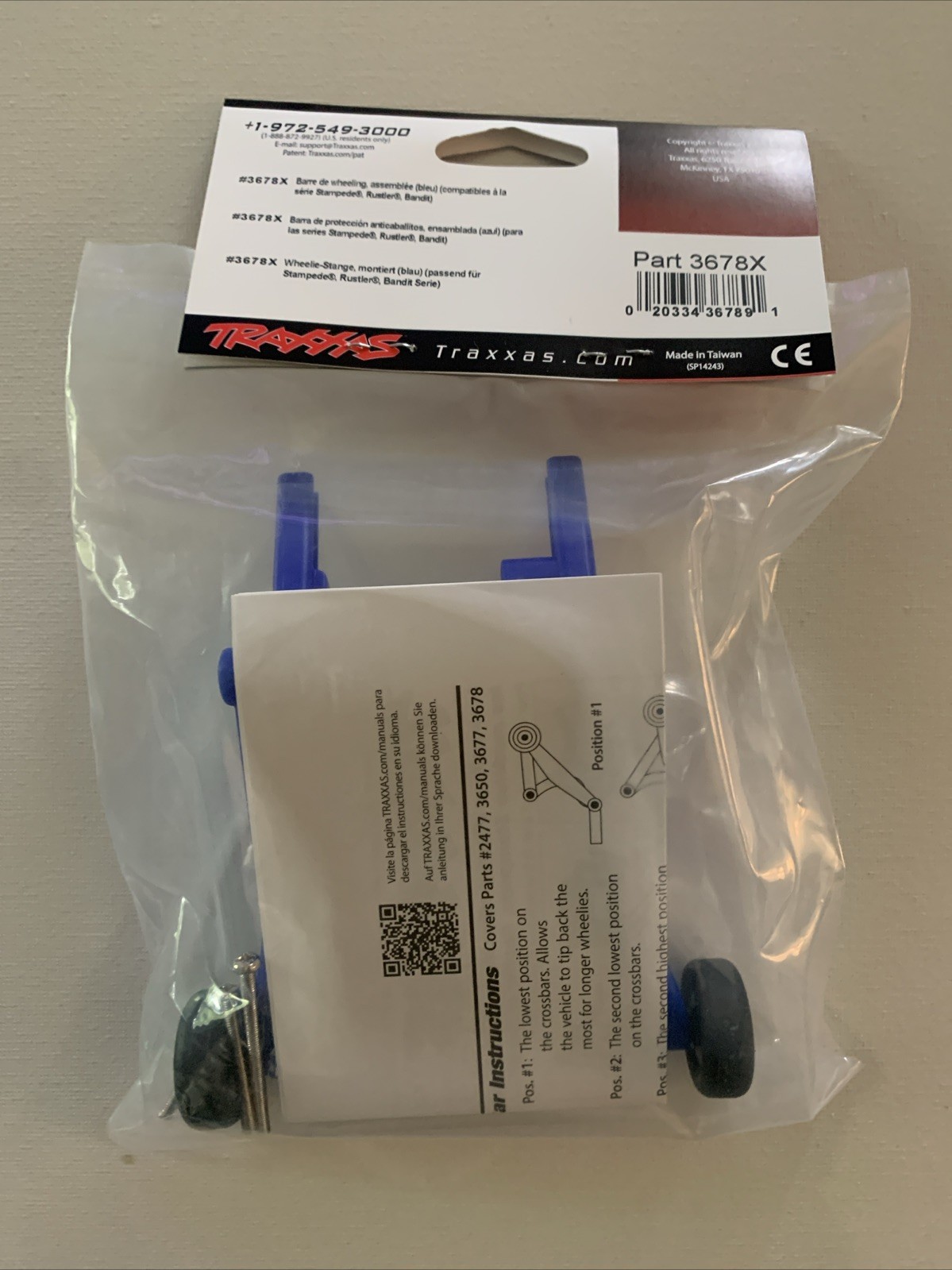 Wheelie Bar Mount & Hardware (Stampede, Rustler, Bandit) Traxxas 3678X NEW