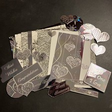 Craftroom Clearout/Mini Card Kit Bundle/ Junk Journal /Foil Hearts Sentiments