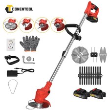 21V 4-in-1 Cordless Strimmer Weed Brush Cutter Telescopic Handle 2 batteries NEW