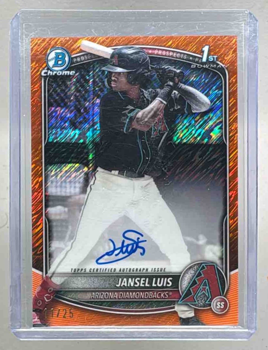Jansel Luis 2025 Bowman Chrome #CPA-JLU Orange Shimmer Refractor Auto 1st RC /25