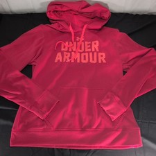 Under Armour Women's Hot Pink Fleece Big Logo Hoodie Sweatshirt Medium Semi-fit