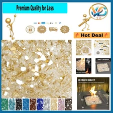 High Luster 10lb Gold Reflective Fire Glass for Fire Pits & Fireplaces – Outd...