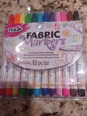 TULIP FABRIC MARKERS FINE TIP RAINBOW 12PC #34944 New!