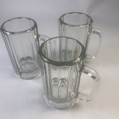 Vintage Libbey Thick Heavy Paneled Beer Mugs Lot of3   16oz Clear Glass Root
