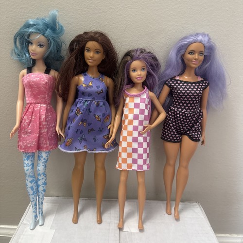Barbie Doll Bundle Lot Colorful Hair Inclusive Body Shapes Used Needs TLC As-Is