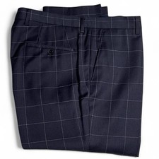 NWOT HUGO BOSS Genius Wool Slim Fit Black Windowpane Dress Pants Size W34 L32