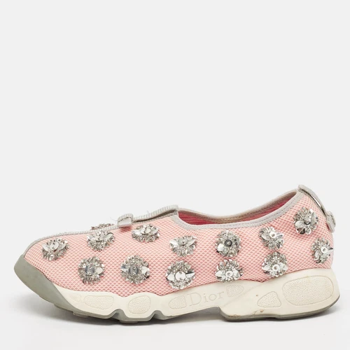 Baskets fusion maille ornée rose Dior pointure 38,5