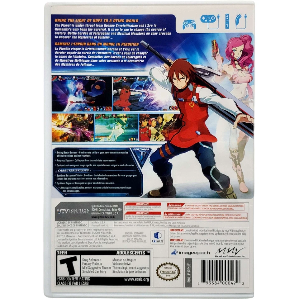 (Artwork Has Water Damage) Arc Rise Fantasia - Nintendo Wii Tested Authentic - Image 2 of 4