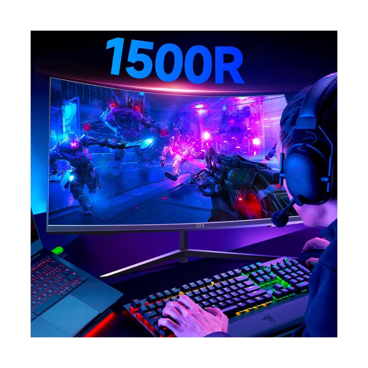 ZZA 32-Inch QHD Curved Gaming Monitor - 2K Resolution, 165Hz