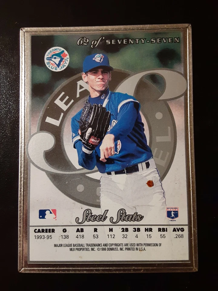 1996 Leaf Preferred Steel SHAWN GREEN #62 Toronto Blue Jays - Image 2 of 2