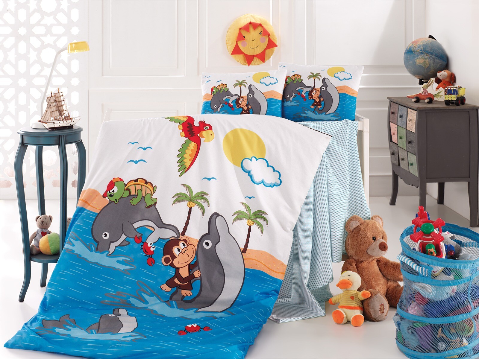 Biancheria da letto reversibile Delfino 100 x 135 cm
