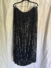 Women's Vintage 1980s Judith Ann Black Sequin Maxi Skirt Original Label