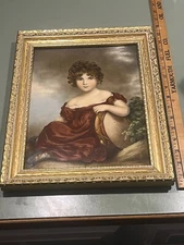 19th century KPM Style French porcelain plaque signed Girl with Tambourine drum