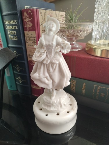 Vintage/Antique Dresden Woman Figurine Floral Frog Unique Rare