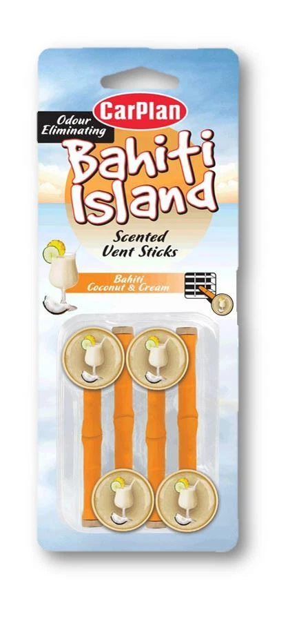CarPlan Bahiti Vent Sticks Coconut & Cream Fragrance Scented Car Air Freshener