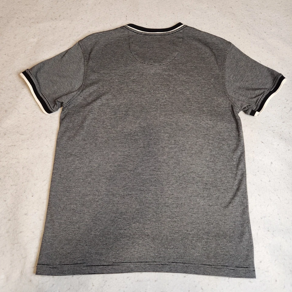 Camisa Saks Fifth Avenue Para Hombres S Negra Blanca Rayas Calce Ajustado Manga Corta Usada en Excelente Condición Foto 3 de 4