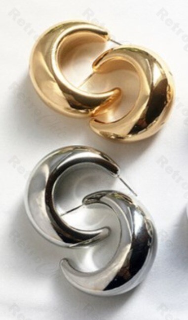 Chunky Silver Hoop Earrings 4 Huge Hoop Earrings – 10cm Plain Gold/Gunmetal Chunky Hoops, Smooth Metal Leverback Earrings, Retro Chic Style Gunmetal Big Hoop Earrings 4 Pack - Foto 9