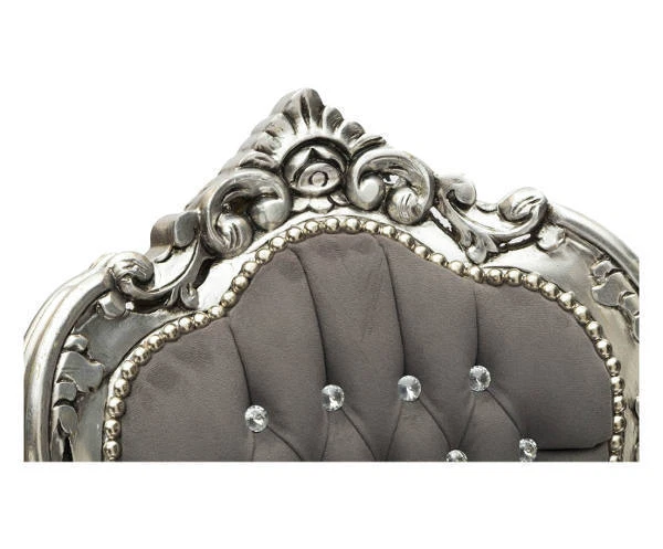 Poltrona foglia argento con tessuto Grigio Barocco - Immagine 3 di 3