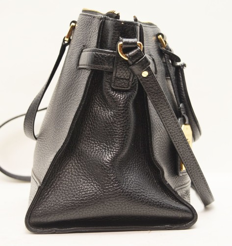 Lauren Ralph Lauren - Darwin Tumbled Pebble Grain Black Leather Satchel Purse - Picture 5 of 15