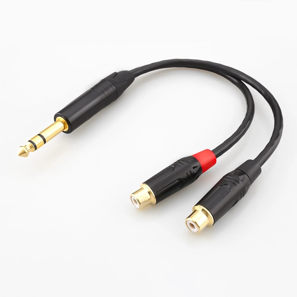Audio Splitter Cable 6.35mm 1/4" Male Stereo to Dual RCA Phono Female Converter - Image 3 of 4