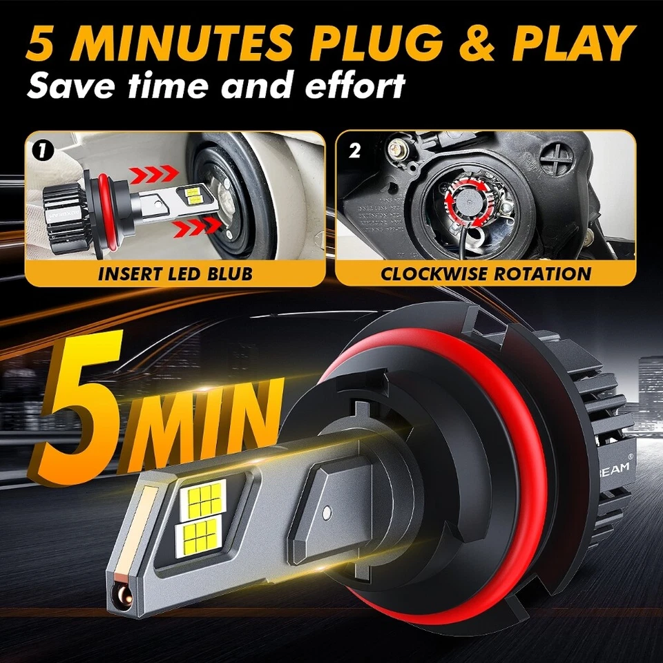 9007 Kit de bombillas de faros LED para Dodge Ram 1500 2500 3500 2003-2005 haz alto Foto 2 de 4