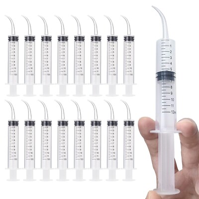 Disposable 12cc Irrigation Syringe with Curved Tip Dental Utility for Oral Care