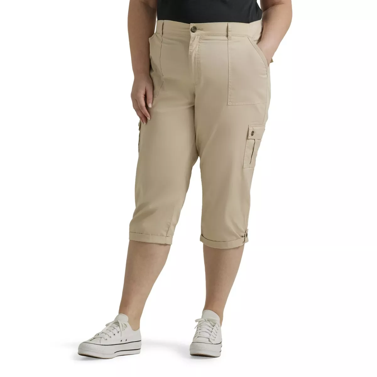 Shiny flow dictator plus size lee flex to go cargo capris Chap Snooze dump